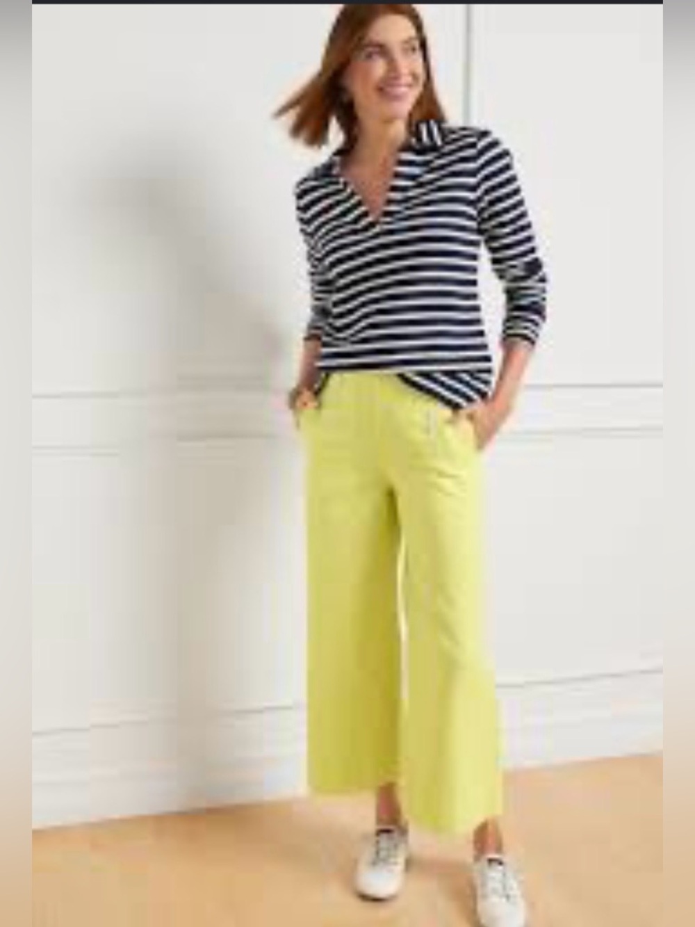 NWT Talbots Sailor Style Chartreuse cropped  Pants size 18